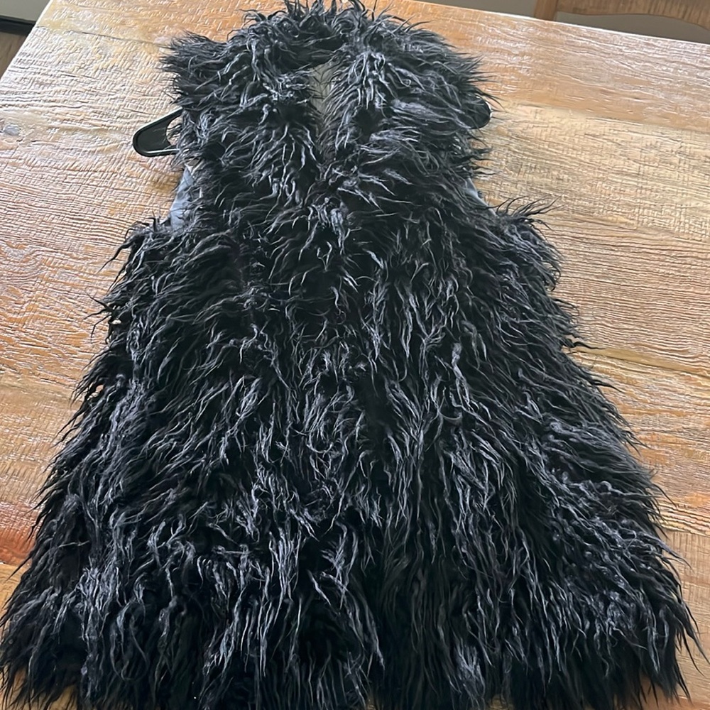 INC Concepts Black Faux Fur Vest
